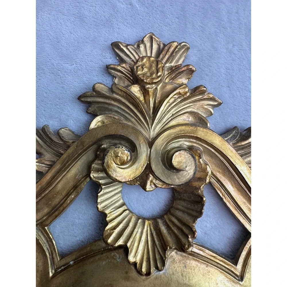 Vintage Gold Ornate Wall Mirror Baroque Rococo Style Floral Scroll 18.5x10.5in